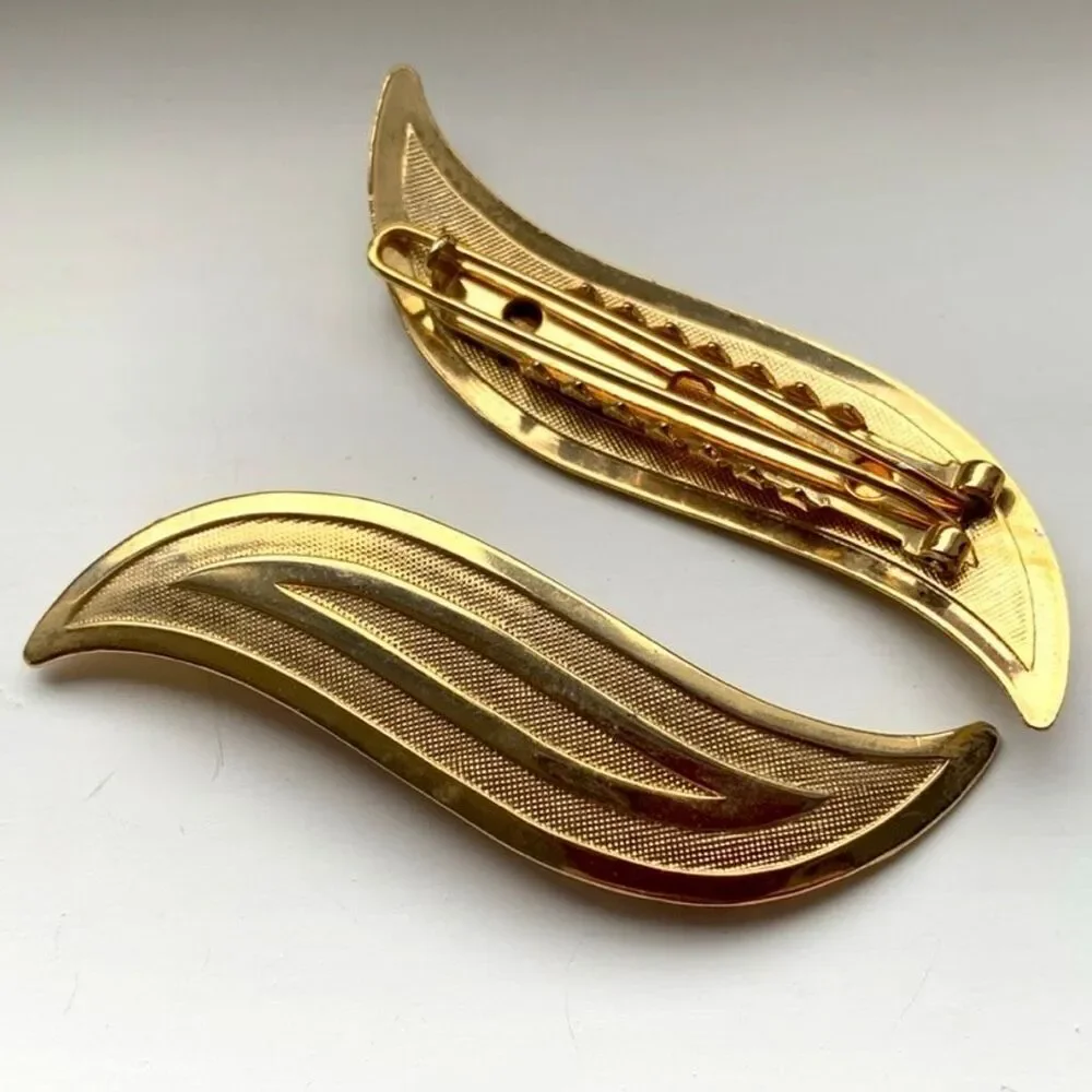 Vintage Gold Tone Hair Barrettes Pair 1970s 1980s Fine Thin Hair